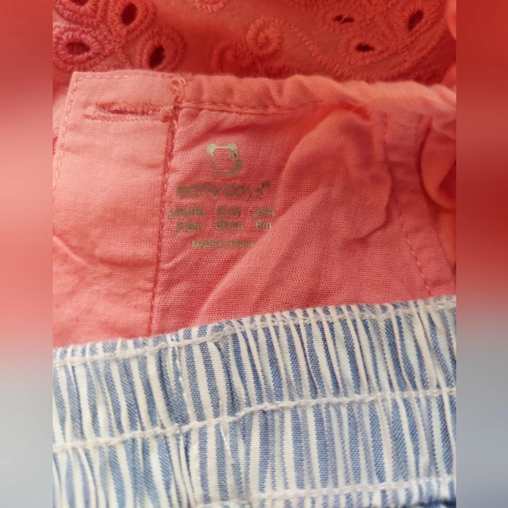 🎁 10/$25- tank and shorts; eyelit top with striped shorts,  3-6 months